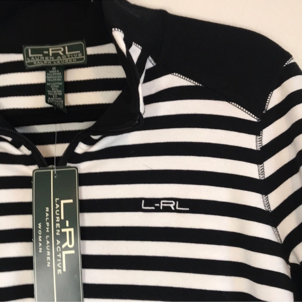 NWT Lauren Ralph Lauren L-RL Lauren Active Striped Zip Jacket Black White Sz 1X - Picture 5 of 10